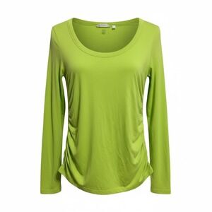 Athleisure Ruched Athleta Trailblaze Cotton Blend Celery Green Long Sleeve S